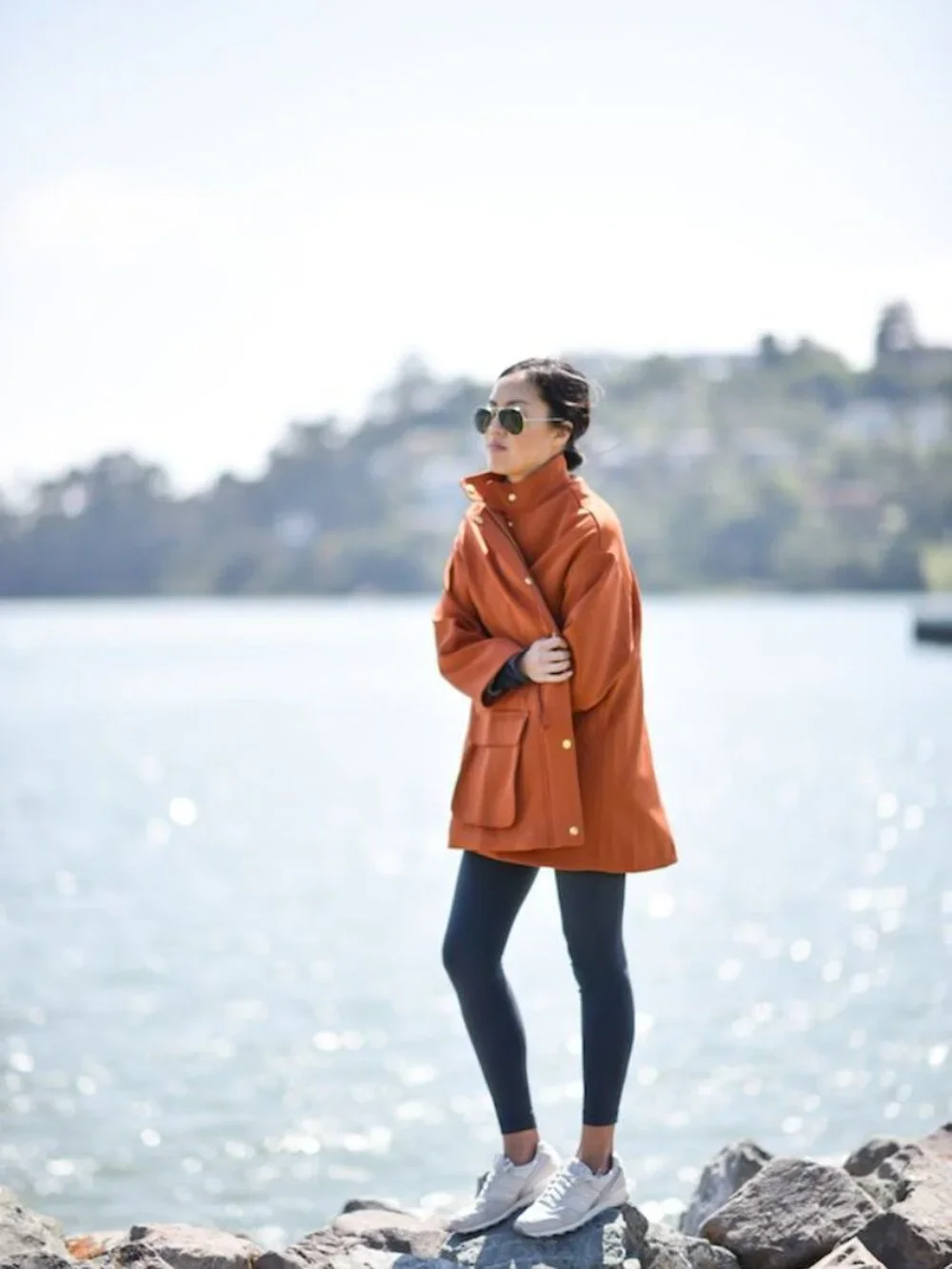 H&M Burnt Orange Scuba Parka Jacket Size 6